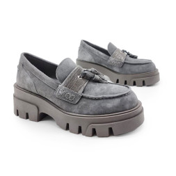 Brunello Cucinelli Loafers Suede Woman Grey