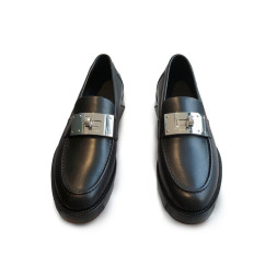 Hermes Leather Loafers Black