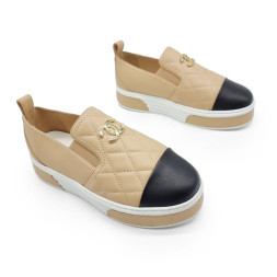 Chanel Slip-ons Leather Beige