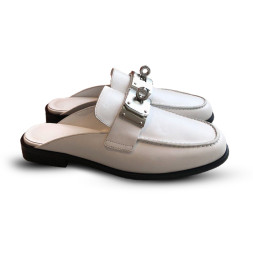Hermes Leather Sabo White