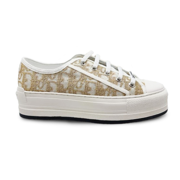 Женские кроссовки Dior Woman White Gold Platform