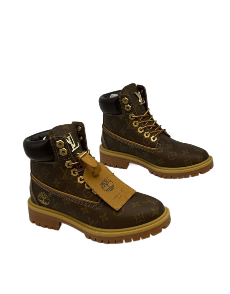 Женские ботинки Timberland х Louis Vuitton Vachetta Monogramme Brown