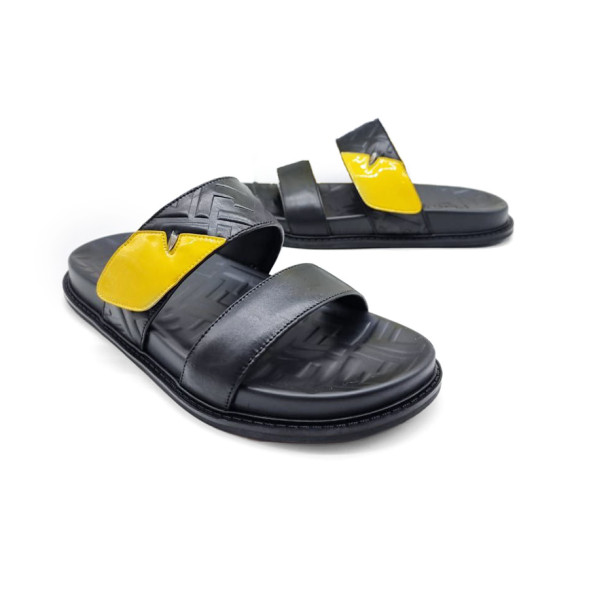 Унисекс шлепки Fendi Slipper Black/Yellow
