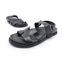 Hermes Sandals Leather Black