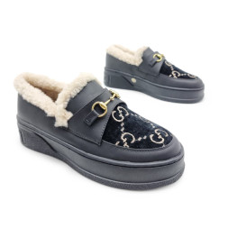 Gucci Moccasins Winter Leather/Suede Black