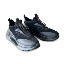 Moncler Sneakers Suede/Leather Black