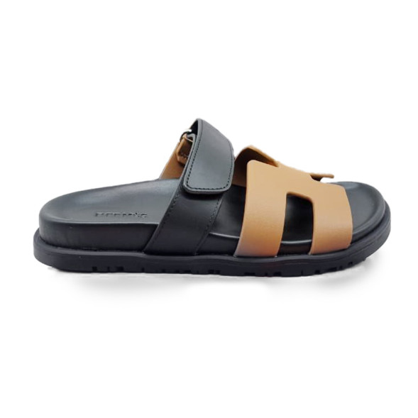 Унисекс сандалии Hermes Flip-flops Leather Black/Brown