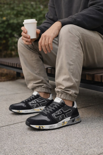 Мужские кроссовки Premiata 483 Leather/Suede Black