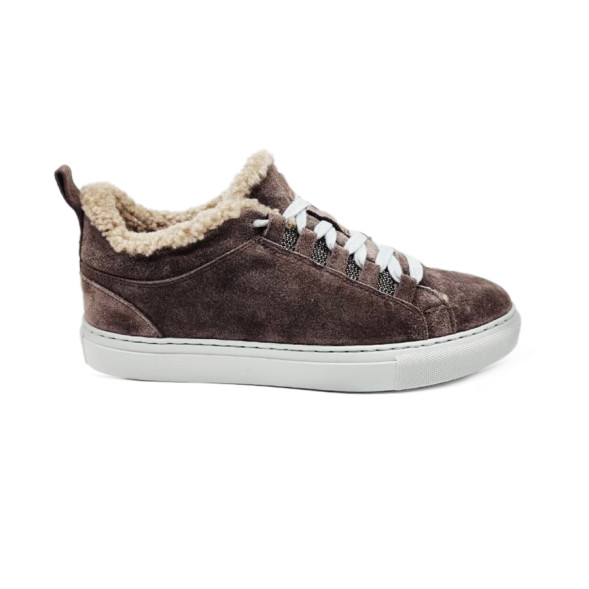 Унисекс зимние кроссовки Brunello Cucinelli Winter Sneaker Suede Chocolate