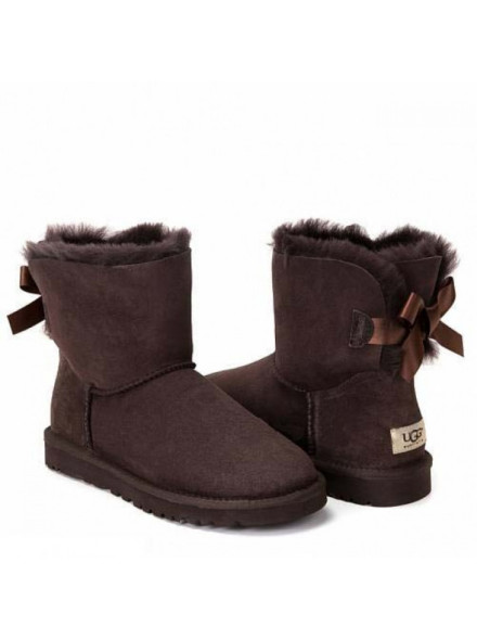 Женские мини угги с бантиками Mini Bailey Bow II Chocolate