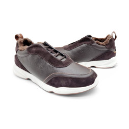 Loro Piana Man Winter Sneakers Leather Suede Brown