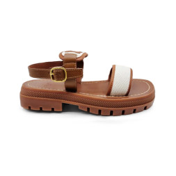Céline Sandals Leather Brown/White