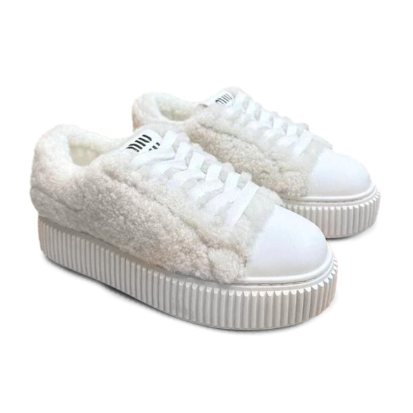 Женские зимние кроссовки Miu Miu Woman Wool Winter White