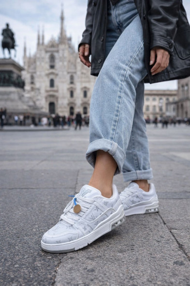 Женские кроссовки Louis Vuitton Trainer Maxi Skateboard Shoes Low-Top White