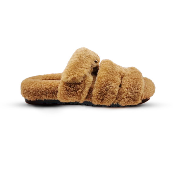 Женские сандалии Hermes Flip-flops Wool Brown