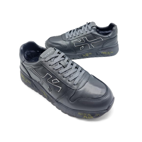 Мужские зимние кроссовки Premiata Leather Winter Man Grey