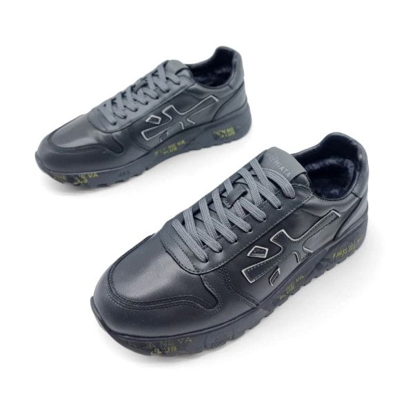 Мужские зимние кроссовки Premiata Leather Winter Man Grey