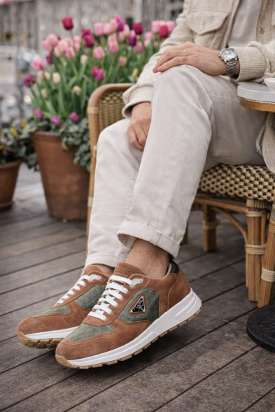 Мужские кроссовки Prada Prax Suede Brown