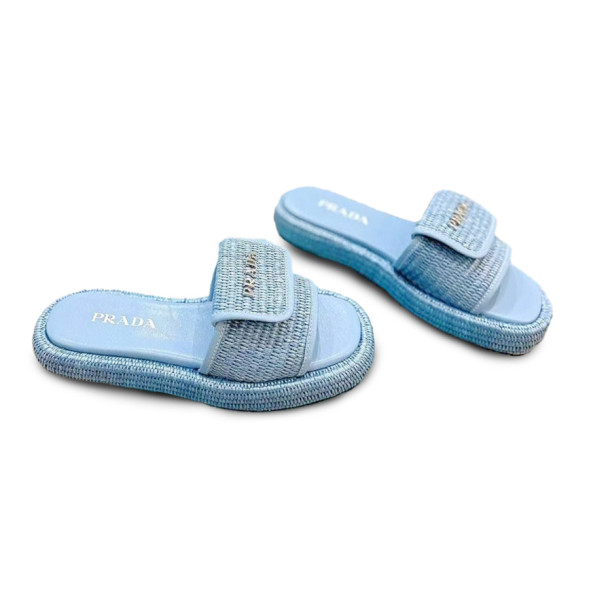 Женские шлепанцы Prada Flip Flop Rafia Blue