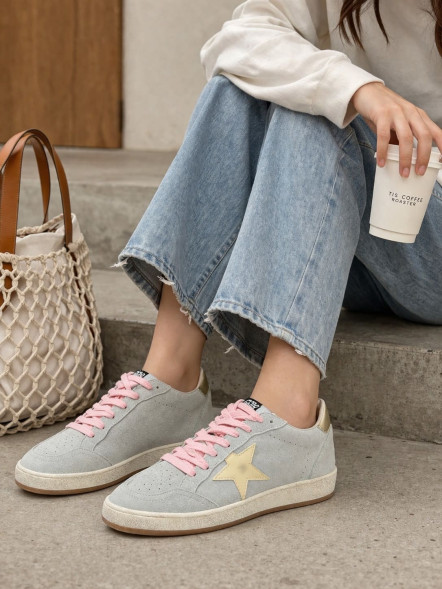 Женские кеды Golden Goose Ball Star Suede Grey/Pink