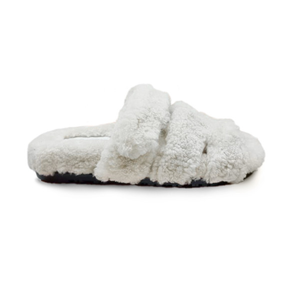 Женские сандалии Hermes Flip-flops Wool White