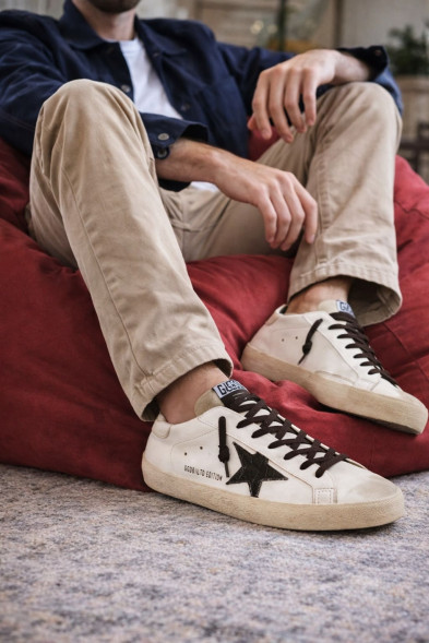 Мужские кеды Golden Goose Super-Star Men's Black Croc-Print Star
