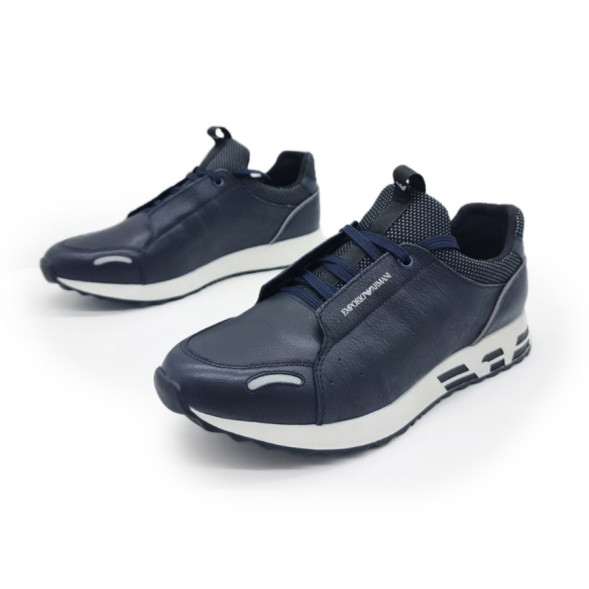 Мужские кроссовки Armani Leather Dark Navy