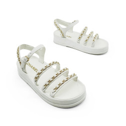 Chanel Sandals Chains White
