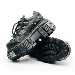 New Rock Black Leather Women