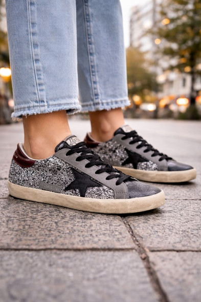 Женские кеды Golden Goose Super-Star Glitter Grey