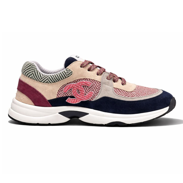 Женские кроссовки Chanel Tweed Sneakers Beige/Pink/Grey