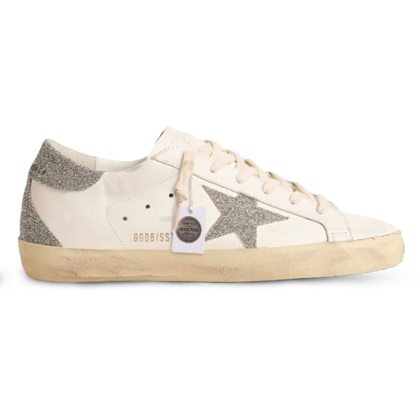 Женские кеды Golden Goose Super-Star With Silver Swarovski Crystal Star And Heel Tab