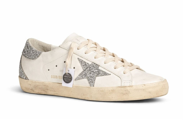 Женские кеды Golden Goose Super-Star With Silver Swarovski Crystal Star And Heel Tab