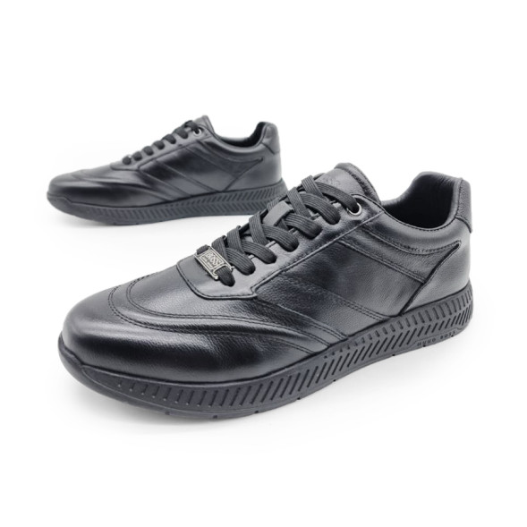Унисекс кроссовки Hugo Boss Leather Black