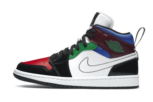Унисекс кроссовки Nike Air Jordan 1 Mid SE Black White Multi-Color