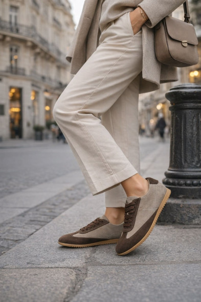 Женские кроссовки The Row Suede Sneakers Grey/Beige