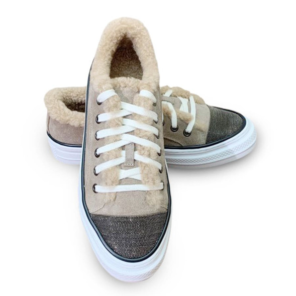 Женские зимние кеды Brunello Cucinelli Winter Sneakers Beige