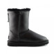 Женские короткие угги Short One Zip Black Leather 