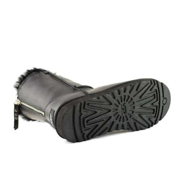 Женские короткие угги Short One Zip Black Leather 