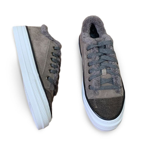 Женские зимние кеды Brunello Cucinelli Winter Sneakers Grey