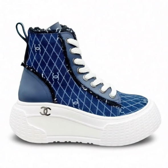 Женские зимние кеды Chanel Winter Sneakers Blue