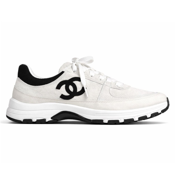 Женские кроссовки Chanel Metiers D'art Laminated and Suede Calfskin Sneakers White
