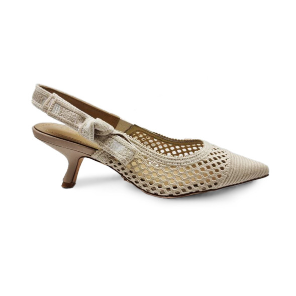Женские босоножки Dior Textile Knitted Transparent Beige
