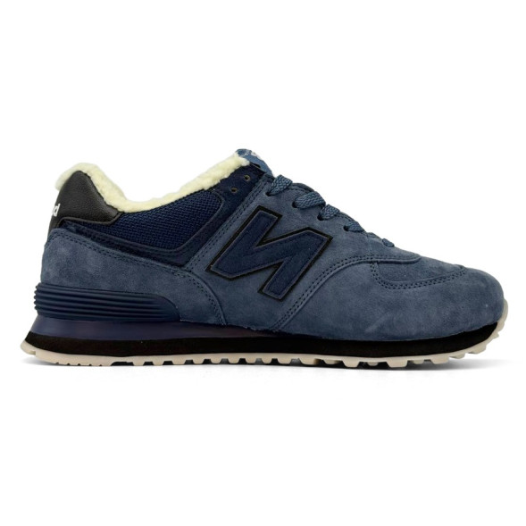 Мужские зимние кроссовки New Balance 574 Suede Dark Navy Winter