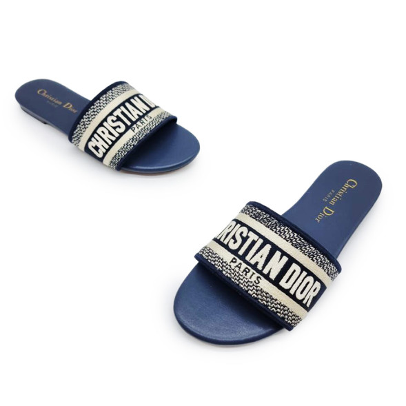 Женские босоножки Dior Flip-flops Textile White/Blue