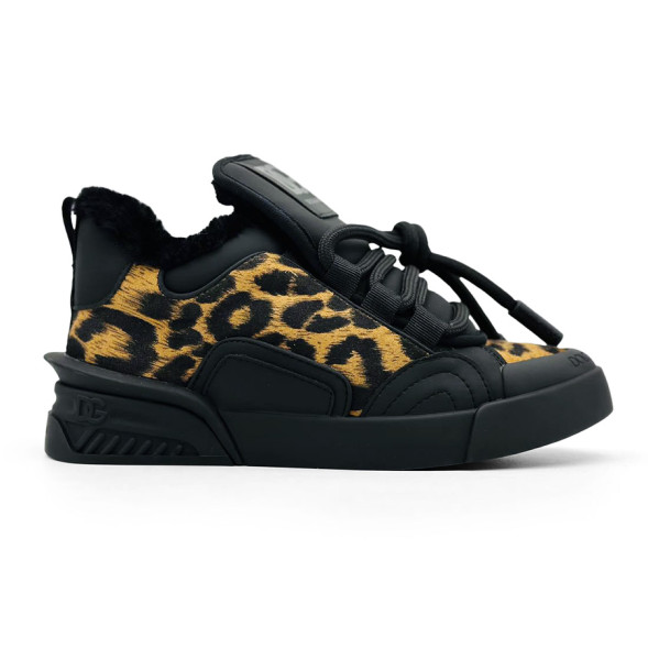 Женские зимние кроссовки Dolce&amp;Gabbana Woman Winter Black Leopard