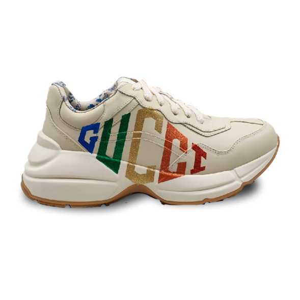 Женские кроссовки Gucci Ivory Rhyton Rainbow Glitter Sneakers