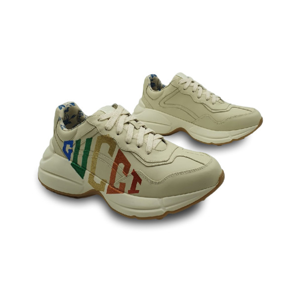 Женские кроссовки Gucci Ivory Rhyton Rainbow Glitter Sneakers