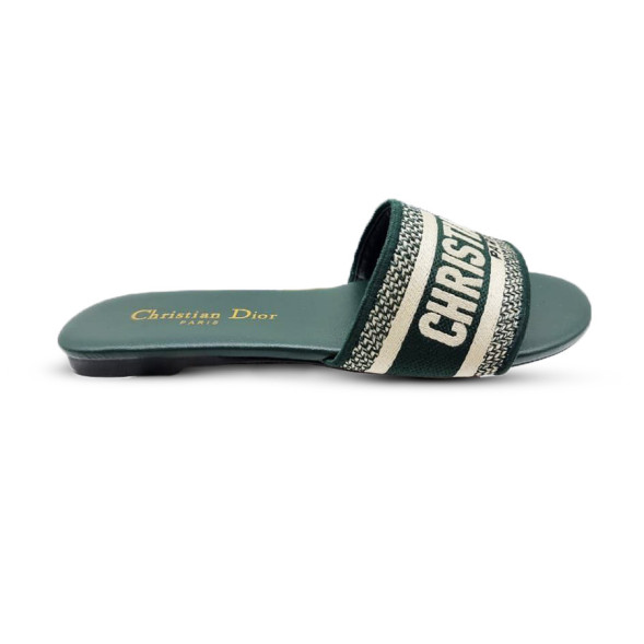 Женские босоножки Dior Flip-flops Textile White/Green