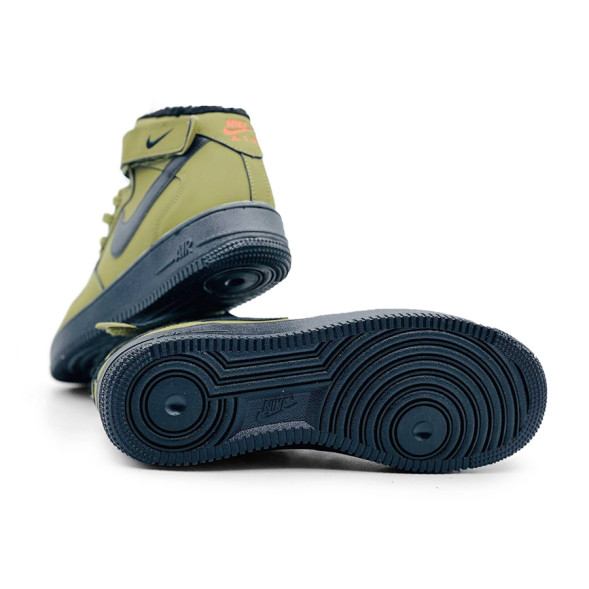 Унисекс зимние кроссовки Nike Air Force 1 ’07 LV8 Mid Utility Winter Leather Olive